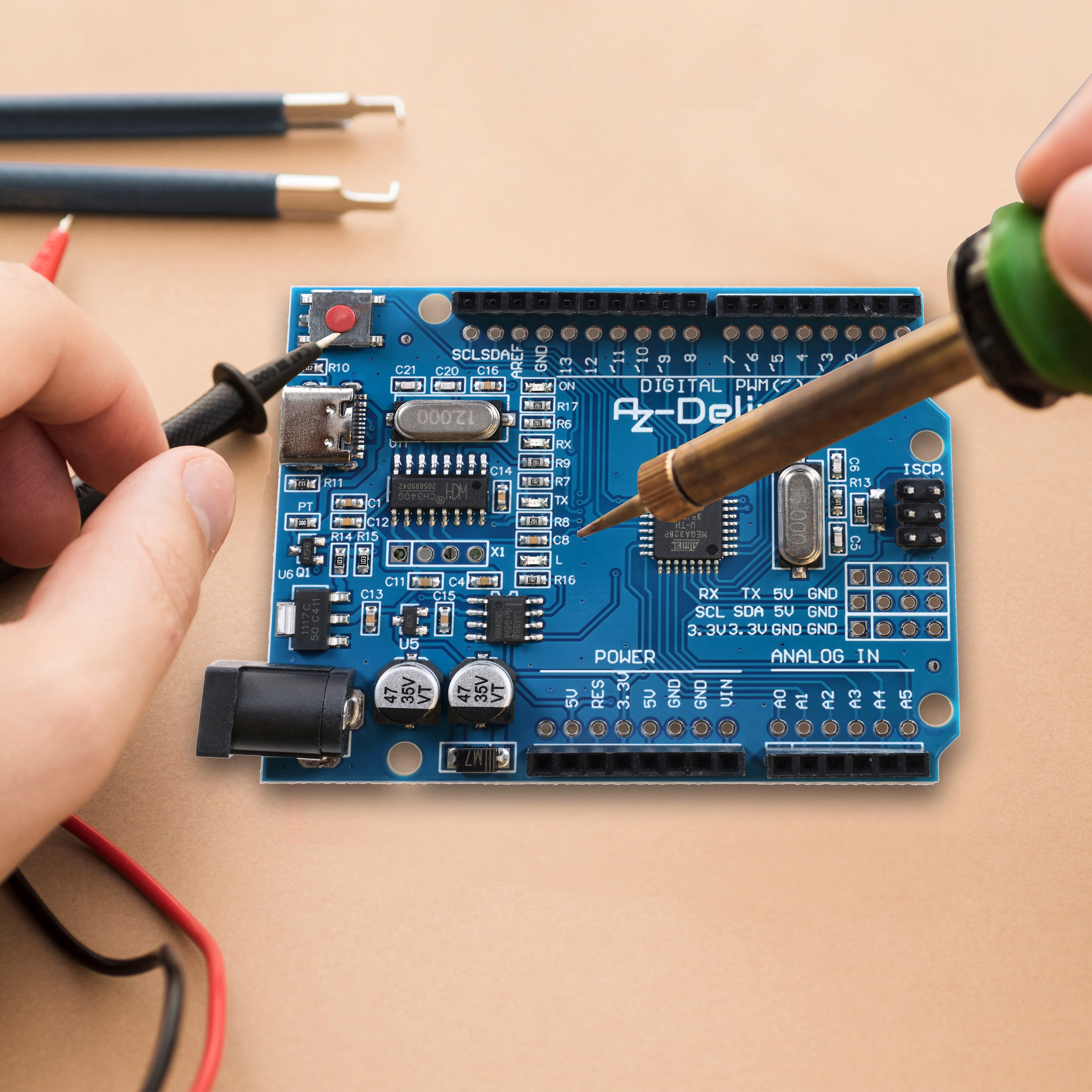 Microcontroller board AZ-ATmega328 board with USB-C connection