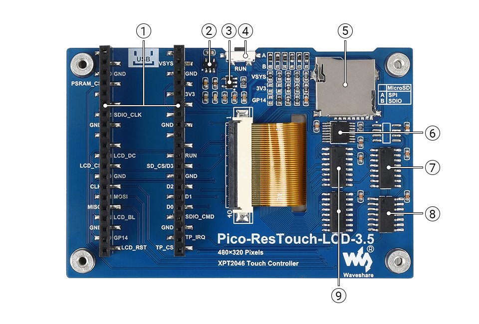 3,5 " TFT Touch Shield für Raspberry Pi Pico - AZ - Delivery