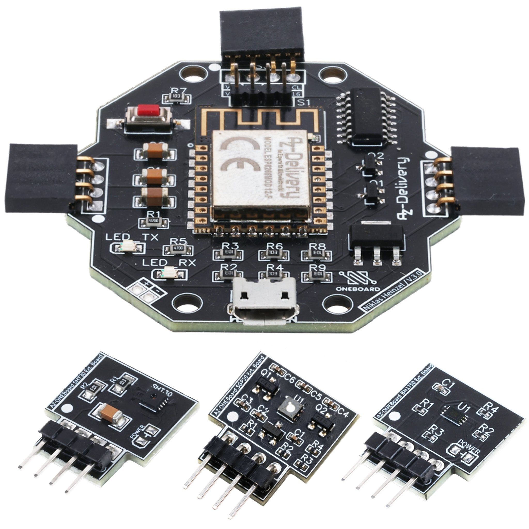 AZ - ONEBoard Entwicklungsboard inklusive Extensionboards SHT30, BH1750 & SGP30 - AZ - Delivery