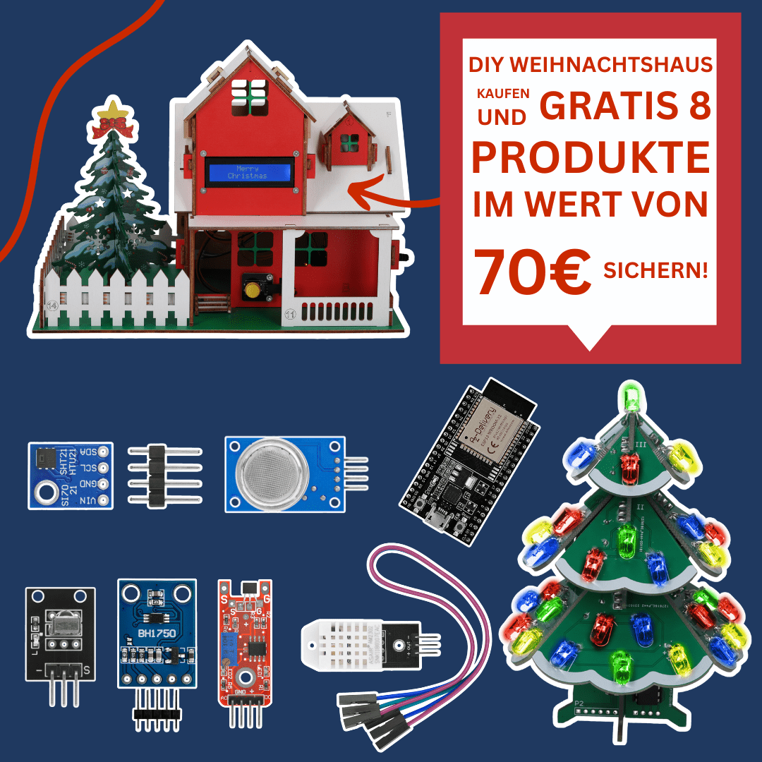 DIY Weihnachtshaus Starter Kit für Lernelektronik inklusive Schnellstart - Anleitung - AZ - Delivery