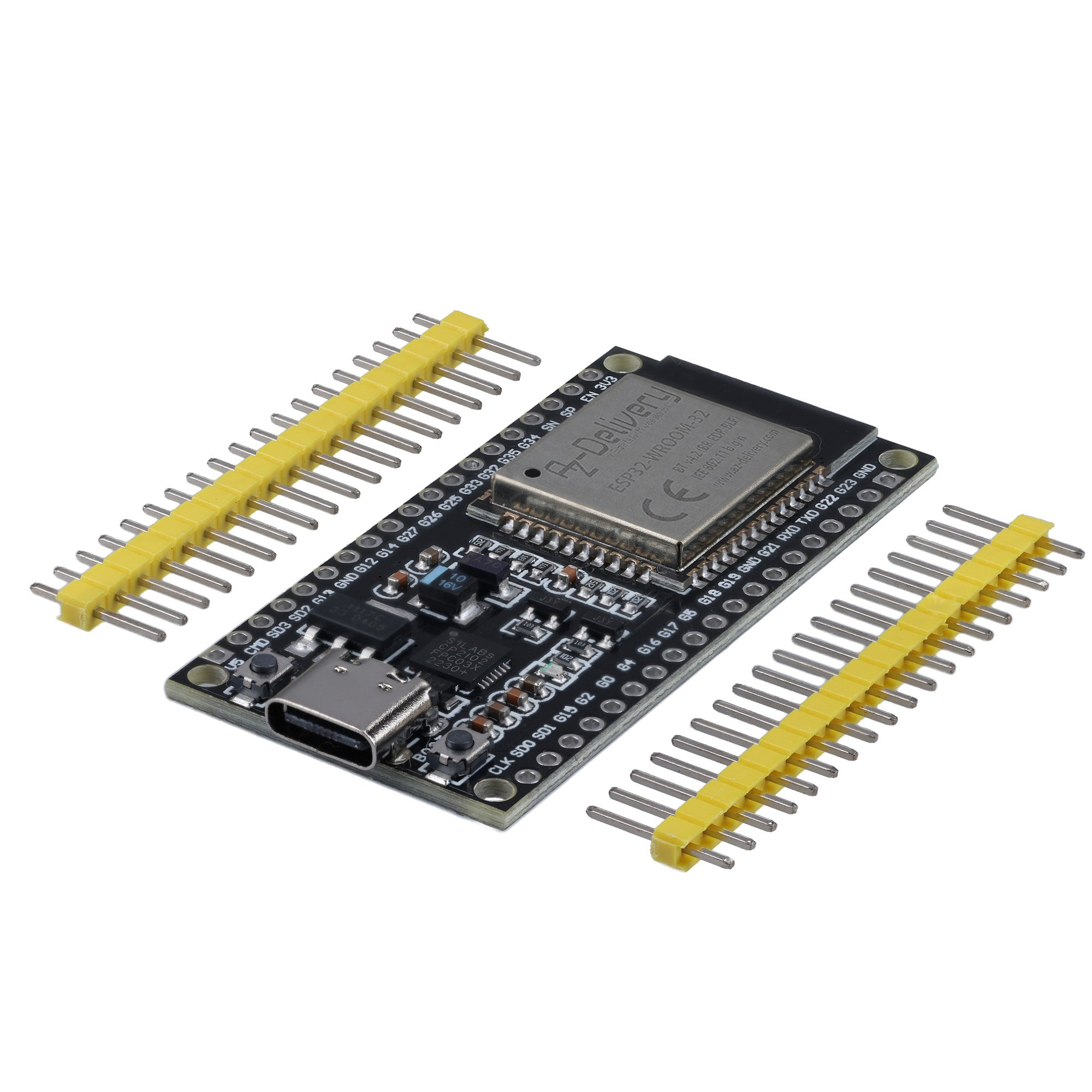 ESP - 32 Dev Kit C unverlötet NodeMCU Module WLAN mit USB - C Anschluss WiFi Development Board mit CP2102 (Nachfolgermodell zum ESP8266) kompatibel mit Arduino - AZ - Delivery