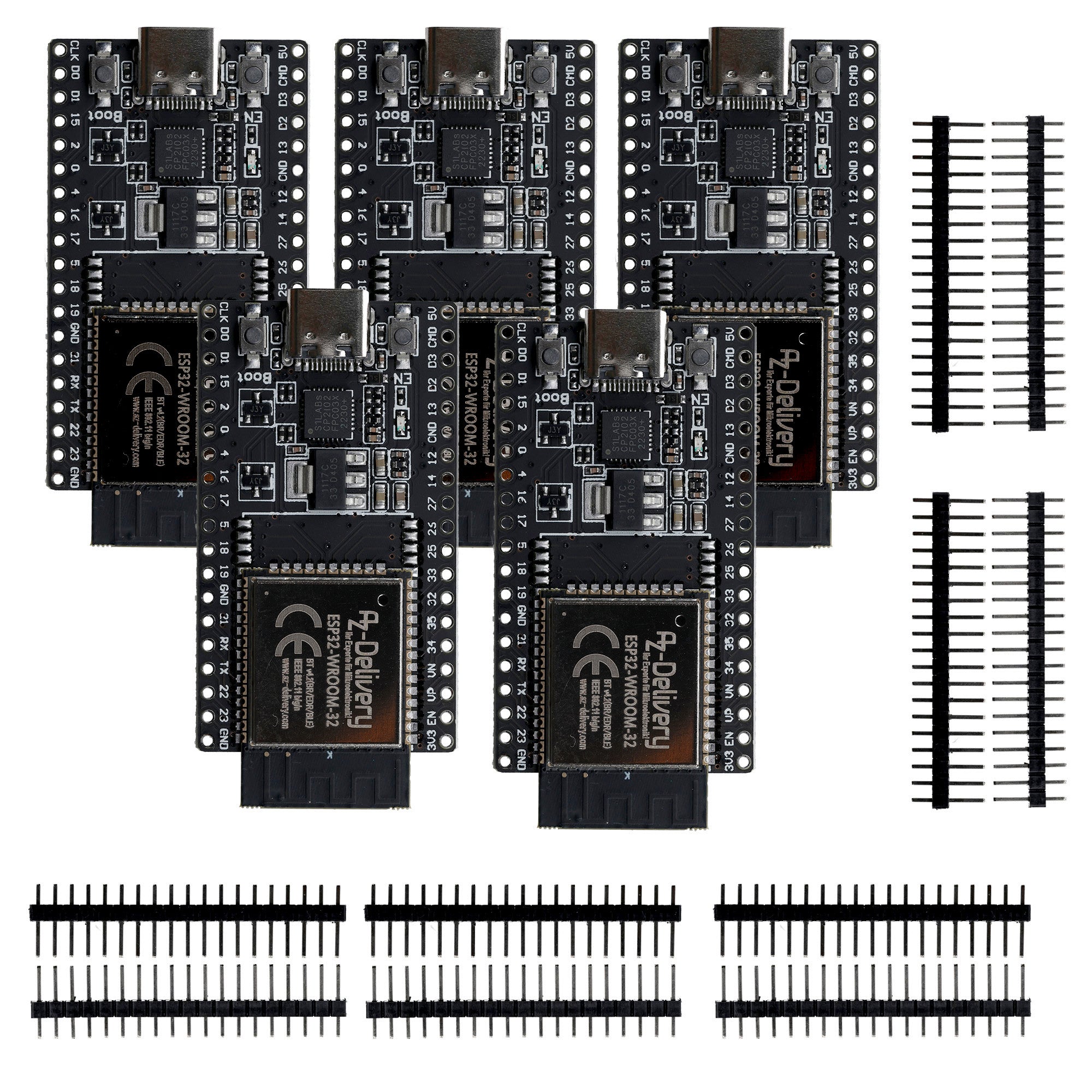 ESP32 Board Dev Kit C V4 NodeMCU WLAN WiFi Development Board unverlötet mit USB - C Anschluss kompatibel mit Arduino - AZ - Delivery