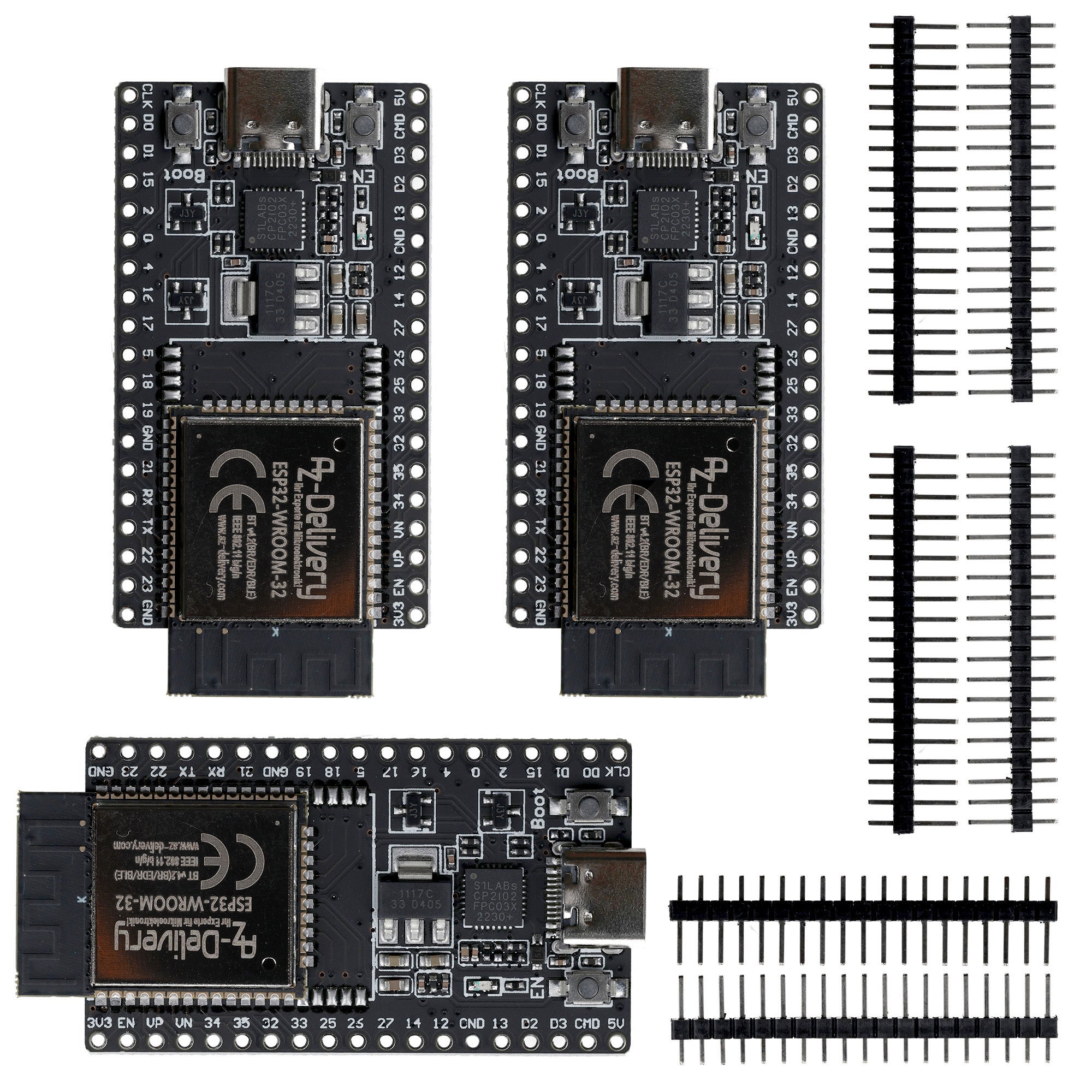 ESP32 Board Dev Kit C V4 NodeMCU WLAN WiFi Development Board unverlötet mit USB - C Anschluss kompatibel mit Arduino - AZ - Delivery