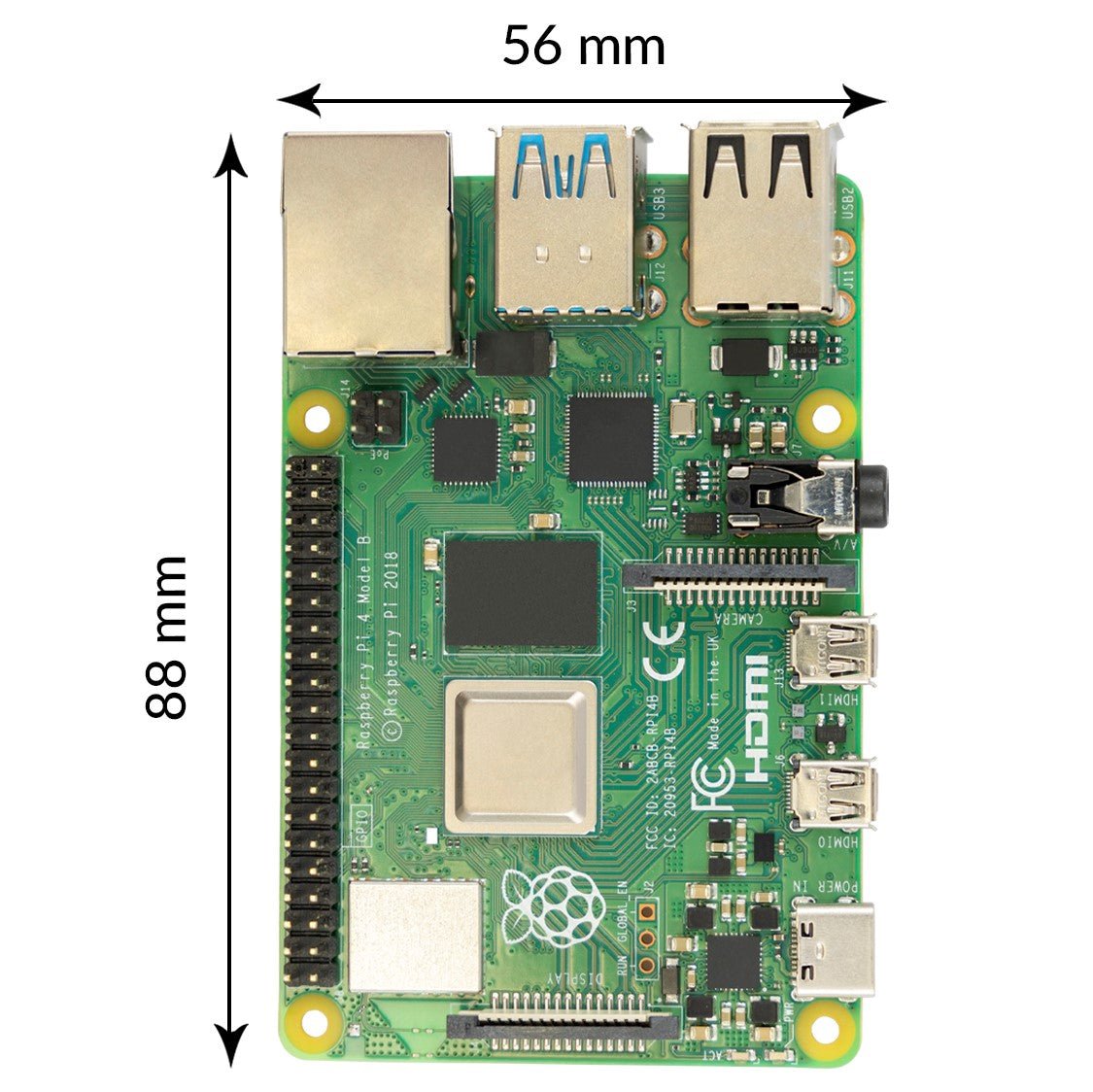 Raspberry Pi 4 B | 4GB RAM | Single Board Computer | 4x1.8 GHz CPU | W